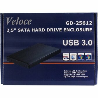Inter-Tech GD-25612 Aluminium Behuizing voor 2.5&rdquo; SSD/HDD &ndash; USB 3.0