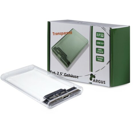 Argus GD-25000 Transparante Behuizing voor 2.5” SSD/HDD – USB 3.0