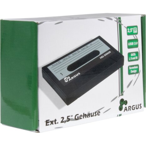 Argus HD-25620 Retro Cassette Behuizing voor 2.5” SSD/HDD – USB 3.0